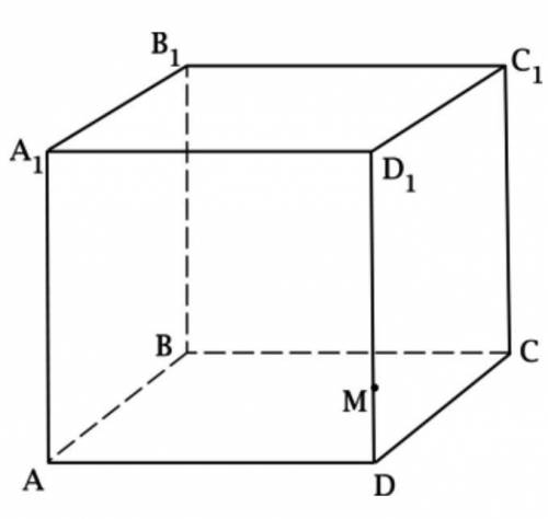 Божечки . : ABCDA1B1C1D1 – куб с длиной ребра равной . Точка M лежит на ребре DD1 так, что MD1=3MD.