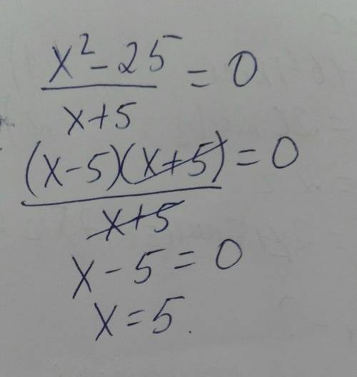 Розв'яжіть рівняння x²-25/x+5=0​