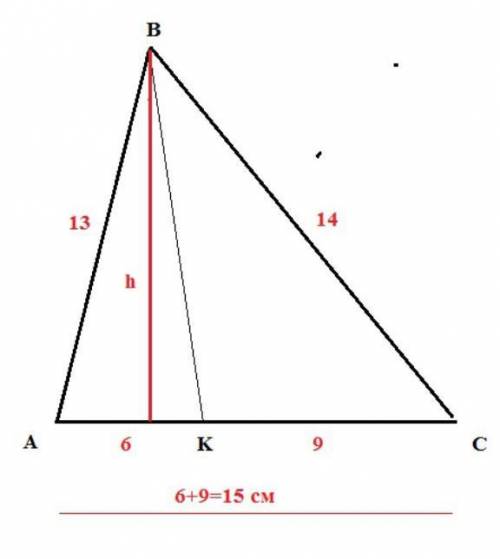 Точка K лежит на стороне AC треугольника ABC, C=90°, AK=9см, KB=10см, AKB=120°, BC= 5√3. Найти площа