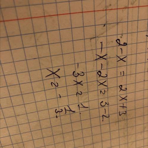Решите уравнение,можно решение(2-x) =(2x+3 )​