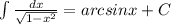 \int\limits \frac{dx}{ \sqrt{1 - {x}^{2} } } = arcsinx + C \\