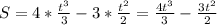 S=4*\frac{t^{3} }{3} -3*\frac{t^{2} }{2} =\frac{4t^{3} }{3}-\frac{3t^{2} }{2}