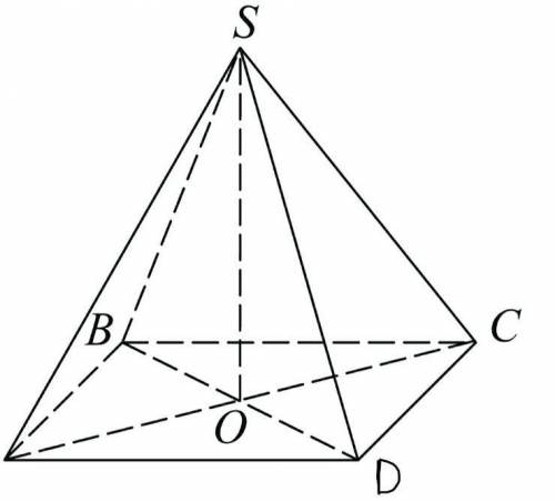 В правильной четырехугольной пирамиде SABCD точка О – центр основания, S вершина, SO=54 см, AC=144 с