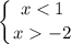 \displaystyle \left \{ {{x-2}} \right.