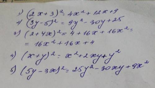 (2х+3)²=(3у-5)²=(2+4х)²=(х+у)²=(5у-3х)²=​