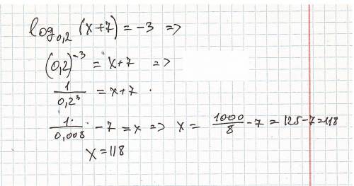 Log0,2 (x+7)=-3 решите