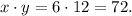 x \cdot y = 6 \cdot 12 = 72.