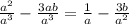 \frac{a^2}{a^3} - \frac{3ab}{a^3} = \frac{1}{a} - \frac{3b}{a^2}