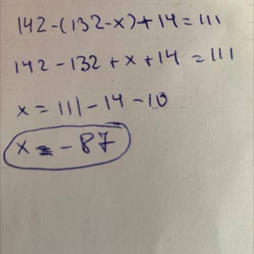 142-(132-x)+14=111 решите