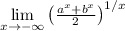 \lim\limits_{x\to -\infty}\left(\frac{a^x+b^x}{2}\right)^{1/x}