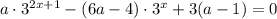 a\cdot 3^{2x+1}-(6a-4)\cdot 3^{x}+3(a-1)=0