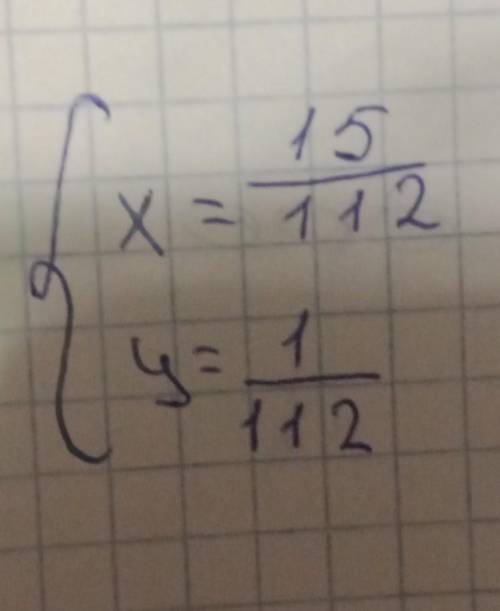 Реши систему уравнений: ⎧⎩⎨1x+y+1x−y=158x+y+10x−y=136 ⎧⎩⎨⎪⎪⎪⎪⎪⎪⎪⎪⎪⎪x= y= (Дробь в ответе должна быть