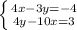 \left \{ {{4x-3y=-4} \atop {4y-10x=3}} \right.