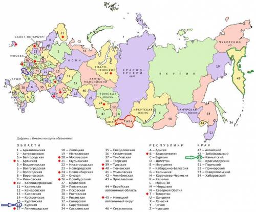 Расположите регионы России в той последовательности, в которой их жители встречают Новый год. Запиши