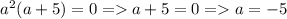 a^2(a+5) = 0 =a+5=0=a=-5