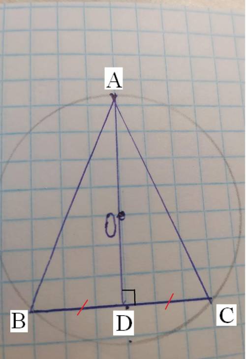 ‼️ У трикутнику центр ОПИСАНОГО кола лежить на висоті. Доведіть що цей трикутник рівнобедренний​