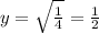 y=\sqrt{\frac{1}{4}}=\frac{1}{2}