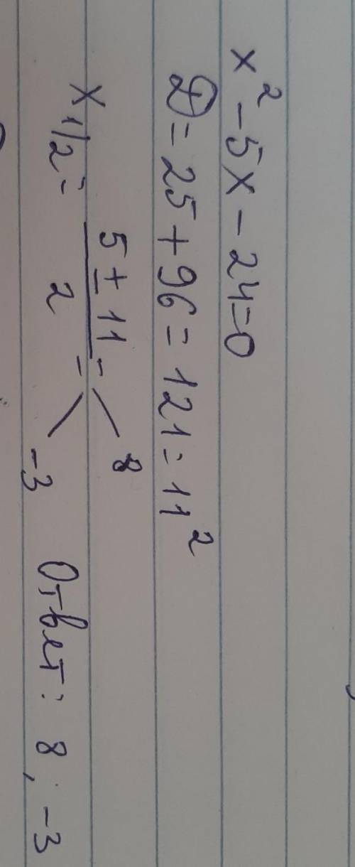 X²-5x-24=0 как решить​