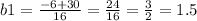 b1 = \frac{ - 6 + 30}{16} = \frac{24}{16} = \frac{3}{2} = 1.5