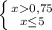 \left \{ {{x0,75} \atop {x\leq 5}} \right.