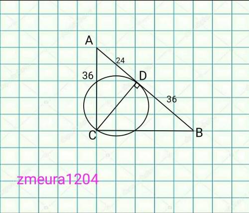 Окружность проходит через вершину C прямого угла треугольника ABC, касается гипотенузы AB в точке D
