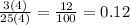 \frac{3(4)}{25(4)} = \frac{12}{100} = 0.12