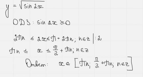 найти область определения функции y=Sqrt(sin2x)