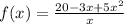 f(x) = \frac{20 - 3x + 5 {x}^{2} }{x}
