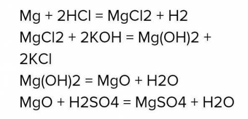 Придумайте и запишите превращения: а) магния в хлорид магния (в 2 стадии), б) хлора в хлорид магния