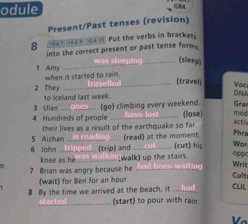 Put the verbs in brackets into the correct present or past tense forms​