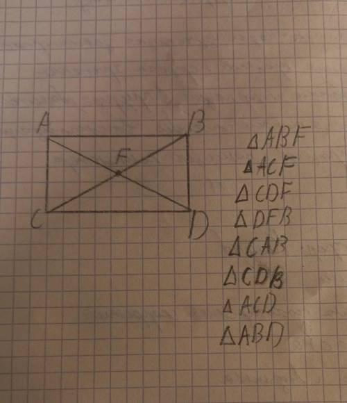 постройте четырехугольник ABCD Проведите Его диагонали. Запишите все треугольники которые при этом п
