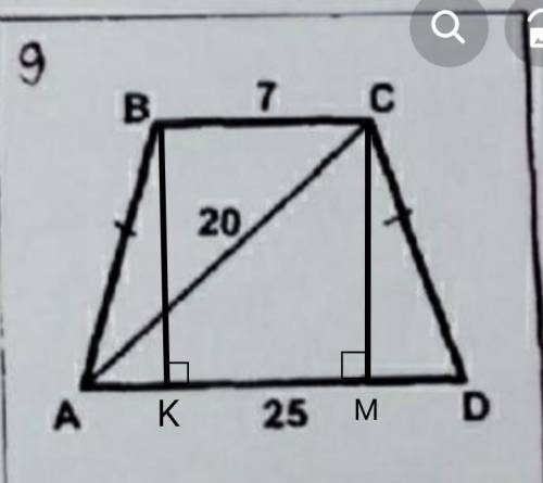 решить геометрию, 9 номер, надо найти прощадь трапеции ABCD
