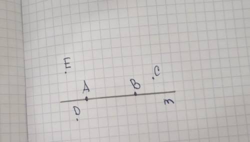 Проведите прямую, обозначьте ее буквой m. Отметьте точки А и В, лежащие на этой прямой, и точки C, D