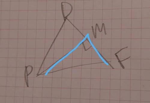 3) PM — висота гострокутного трикутника PDF. Який із наведених кутів дорівнює 90°? А) кут PFM, Б) ку