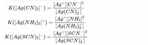 Известно, что E0(Ag+/Ag) = 0,8В и E0([Ag(CN)2]–/Ag) = – 0,3В. Определите по этим данным константу ус