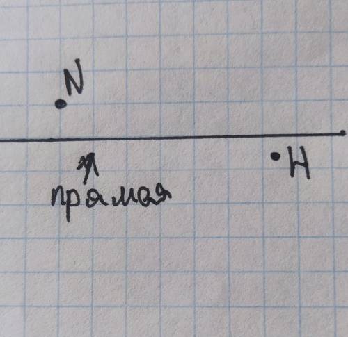 Начерти прямую ь и отметь две точки N и H, не лежащие на этой прямой.​