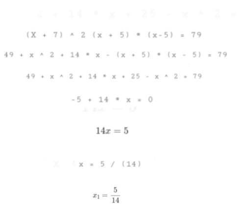 (x+7)²-(x+5)(x-5)=79​