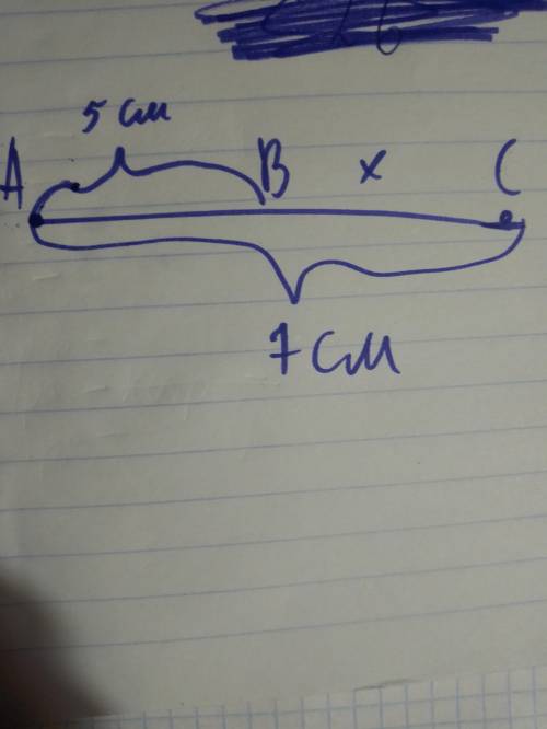 . На прямой AB взята точка С. Известно, что AB =5 см, AC = 7 см. Какую длину может иметь отрезок ВС?