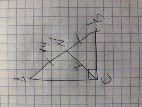 В прямоугольном треугольнике ABC, угол C=90, проведена медиана CN. найди длину медианы, если гипотен