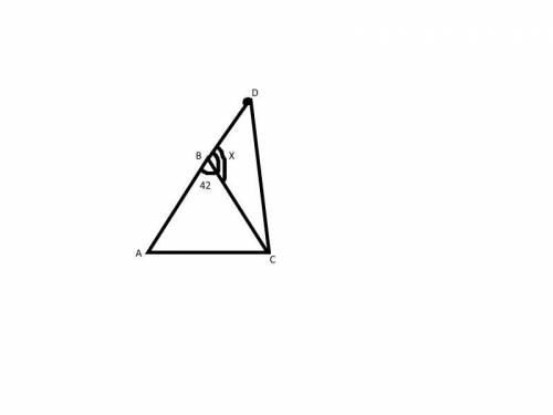 Дан треугольник АВС .На продолжении стороны АВ за точку В отмечена точка D , угол АВС=42 градуса.Чем