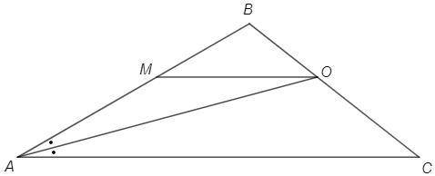 В треугольнике ABC проведена биссектриса АO. Прямая проходящая через точку O и Параллельная прямой A