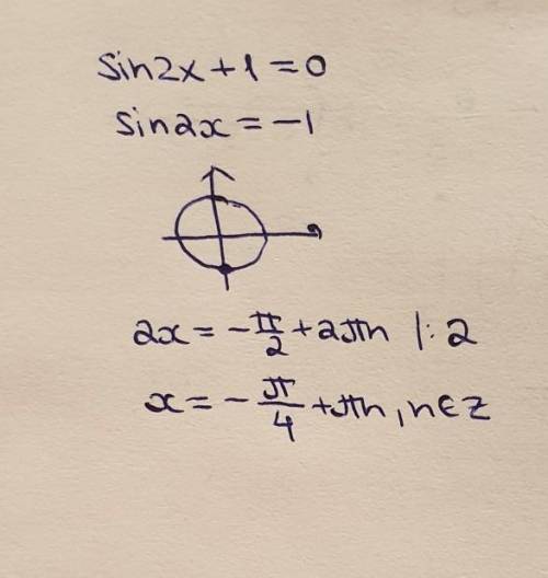 Уравнение решение sin2x+1=0