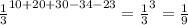 \frac{1}{3} ^{10+20+30-34-23} =\frac{1}{3} ^{3} =\frac{1}{9}