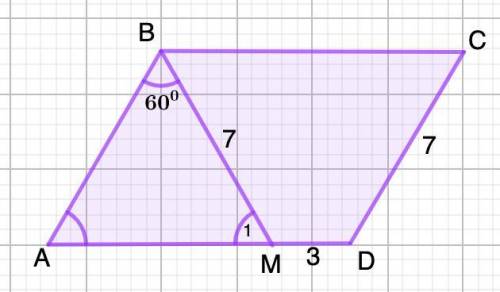 На стороне AD параллелограмма ABCD отмечена точка M. Найдите периметр этого параллелограмма, если BM
