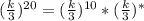(\frac{k}{3})^{20}= (\frac{k}{3})^{10} * (\frac{k}{3})^{*}