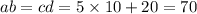 ab =cd = 5 \times 10 + 20 = 70