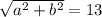 \sqrt{a^2+b^2} =13
