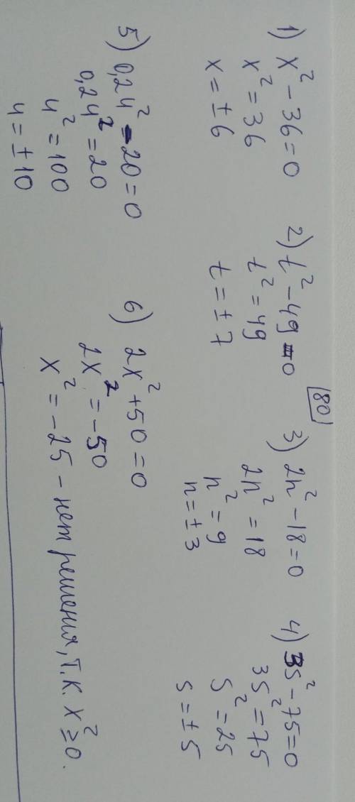 Решение неполных квадратных уравнений. N80, N82