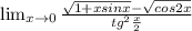 \lim_{x \to 0} \frac{\sqrt{1+xsinx}-\sqrt{cos2x} }{tg^2\frac{x}{2} }