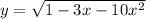 y=\sqrt{1-3x-10x^2}